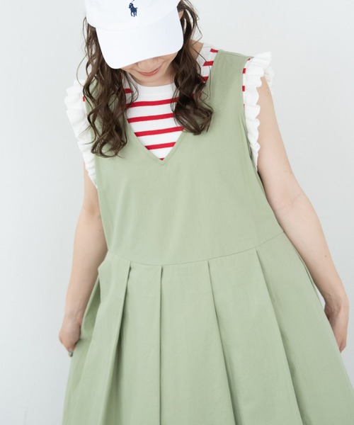 MERLOT（メルロー）の「ベジタブルカラージャンパースカート（ジャンパースカート・レディース・オレンジ/ネイビー/ライトグリーン・FREE）」の19枚目の写真