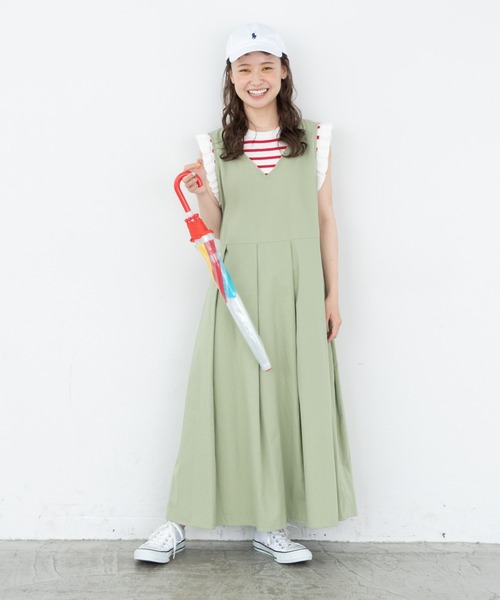 MERLOT（メルロー）の「ベジタブルカラージャンパースカート（ジャンパースカート・レディース・オレンジ/ネイビー/ライトグリーン・FREE）」の22枚目の写真