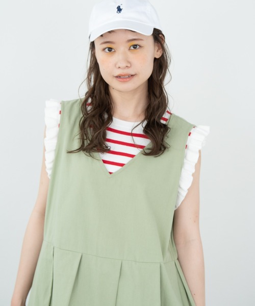 MERLOT（メルロー）の「ベジタブルカラージャンパースカート（ジャンパースカート・レディース・オレンジ/ネイビー/ライトグリーン・FREE）」の12枚目の写真