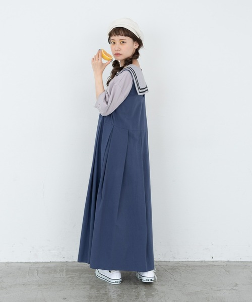 MERLOT（メルロー）の「ベジタブルカラージャンパースカート（ジャンパースカート・レディース・オレンジ/ネイビー/ライトグリーン・FREE）」の9枚目の写真