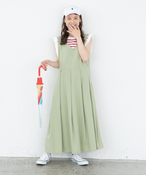MERLOT（メルロー）の「ベジタブルカラージャンパースカート（ジャンパースカート・レディース・オレンジ/ネイビー/ライトグリーン・FREE）」の11枚目の写真