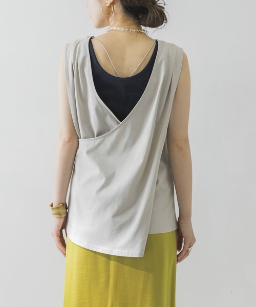 URBAN RESEARCH（アーバンリサーチ）の「バッククロスレイヤードカットソーセット（Tシャツ/カットソー・レディース・カーキ/ブルー/ライトグレー・FREE）」の9枚目の写真