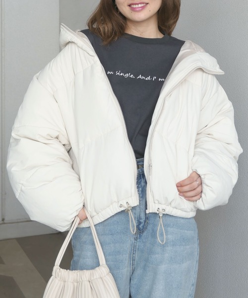 CORNERS(コーナーズ)の「ショート丈ファイバーダウンブルゾン(ダウンジャケット/コート・レディース・ベージュ/ブラック/カーキ/アイボリー/モカ/グリーン・M/L)」の7枚目の写真