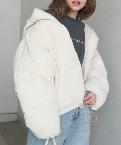 CORNERS(コーナーズ)の「ショート丈ファイバーダウンブルゾン(ダウンジャケット/コート・レディース・ベージュ/ブラック/カーキ/アイボリー/モカ/グリーン・M/L)」の9枚目の写真