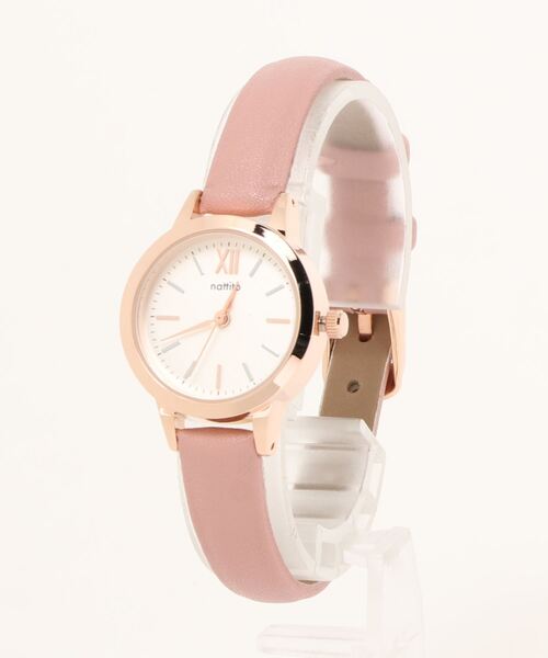 Three Four Time(スリーフォータイム)の「スモールケース合皮ウォッチ / 時計(アナログ腕時計・レディース・ピンク/グレー/ダークグレー/ブラウン・FREE)」の4枚目の写真