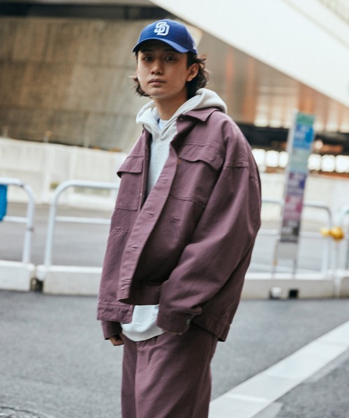 SPOC STORE（スポックストア）の「【SPOC STORE】ウォッシュ加工 ライトダックジャケット（カバーオール・メンズ・パープル/ブラウン・M/L）」の6枚目の写真