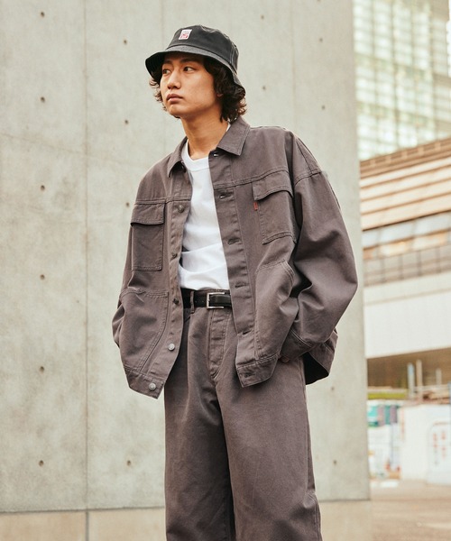 SPOC STORE（スポックストア）の「【SPOC STORE】ウォッシュ加工 ライトダックジャケット（カバーオール・メンズ・パープル/ブラウン・M/L）」の21枚目の写真