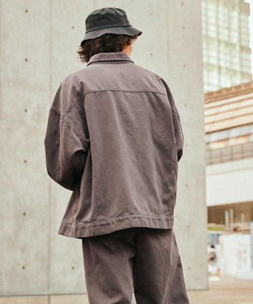 SPOC STORE（スポックストア）の「【SPOC STORE】ウォッシュ加工 ライトダックジャケット（カバーオール・メンズ・パープル/ブラウン・M/L）」の14枚目の写真