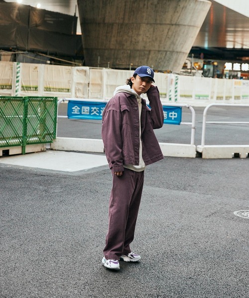 SPOC STORE（スポックストア）の「【SPOC STORE】ウォッシュ加工 ライトダックジャケット（カバーオール・メンズ・パープル/ブラウン・M/L）」の3枚目の写真