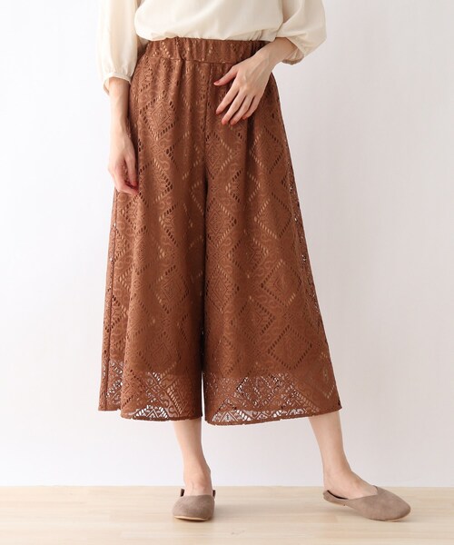SHOO・LA・RUE（シューラルー）の「◆レーシー柄ガウチョパンツ（その他パンツ・レディース・キャメル/カーキ/ダークブラウン/ブラック・00）」の4枚目の写真