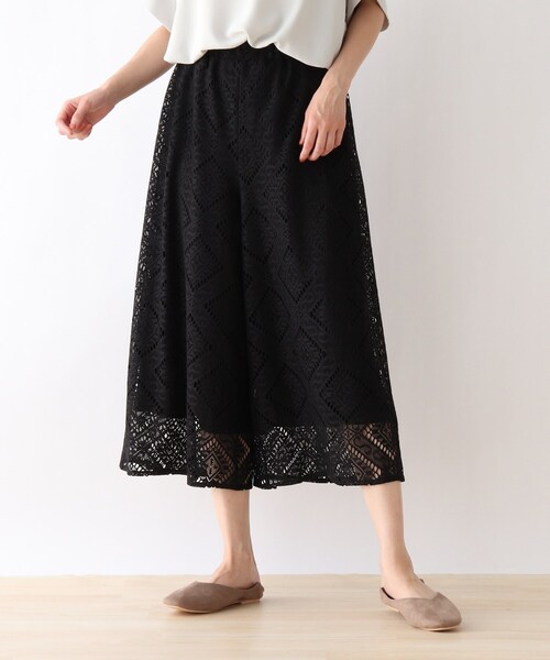 SHOO・LA・RUE（シューラルー）の「◆レーシー柄ガウチョパンツ（その他パンツ・レディース・キャメル/カーキ/ダークブラウン/ブラック・00）」の2枚目の写真