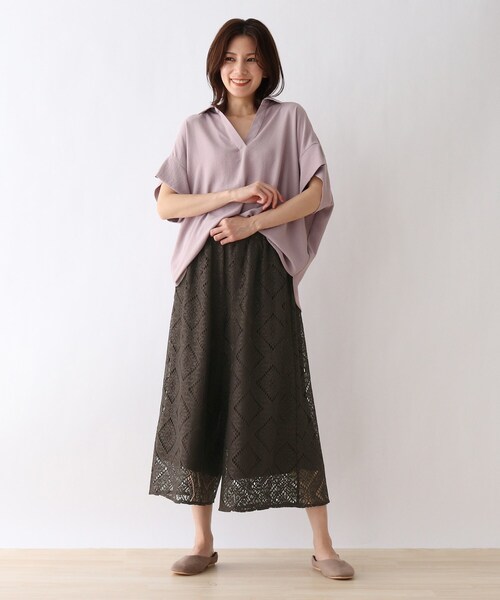 SHOO・LA・RUE（シューラルー）の「◆レーシー柄ガウチョパンツ（その他パンツ・レディース・キャメル/カーキ/ダークブラウン/ブラック・00）」の5枚目の写真