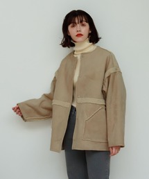 Birthday room | 2wayフェイクムートンノーカラーリバーシブルコート(ノーカラーコート)