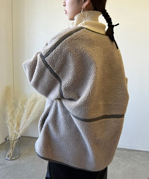 Birthday room（バースデイルーム）の「2wayフェイクムートンノーカラーリバーシブルコート（ノーカラーコート・レディース・グレー/アイボリー/ベージュ・FREE）」の12枚目の写真