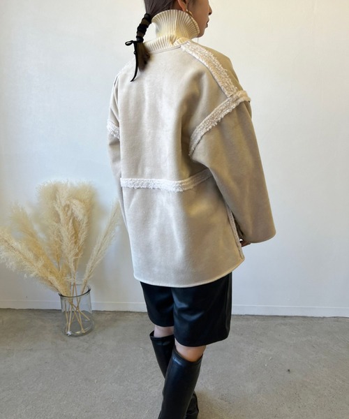 Birthday room（バースデイルーム）の「2wayフェイクムートンノーカラーリバーシブルコート（ノーカラーコート・レディース・グレー/アイボリー/ベージュ・FREE）」の5枚目の写真