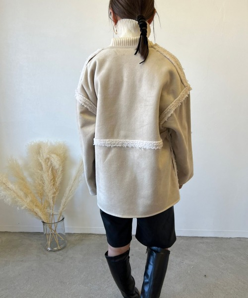 Birthday room（バースデイルーム）の「2wayフェイクムートンノーカラーリバーシブルコート（ノーカラーコート・レディース・グレー/アイボリー/ベージュ・FREE）」の16枚目の写真