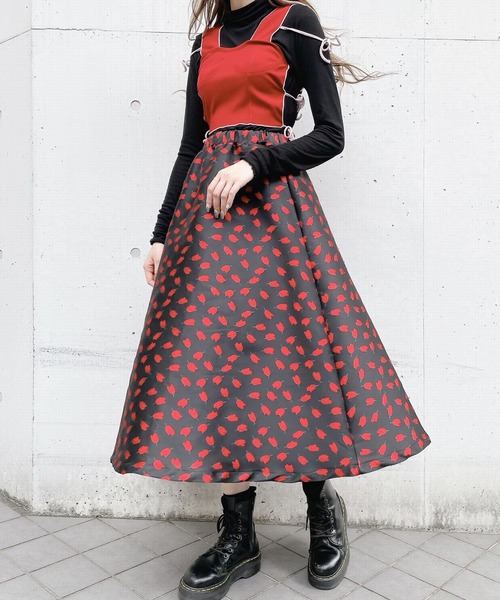 lilLilly（リルリリー）の「チューリップジャガードスカート（スカート・レディース・ピンク/レッド・FREE）」の2枚目の写真