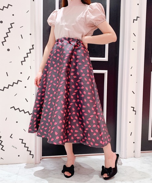 lilLilly（リルリリー）の「チューリップジャガードスカート（スカート・レディース・ピンク/レッド・FREE）」の7枚目の写真