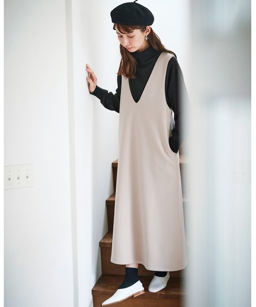 Sunny clouds（サニークラウズ）の「サニークラウズ　素敵なジャンスカ（ジャンパースカート・レディース・グレイッシュベージュ・NM/MEDIUM/LARGE/X-LARGE/XX-LARGE）」の4枚目の写真