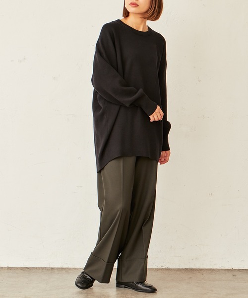 Lui's（ルイス）の「スムース編みクルーネックプルオーバー（ニット/セーター・レディース・オフホワイト/ブラック/グレー・FREE）」の21枚目の写真