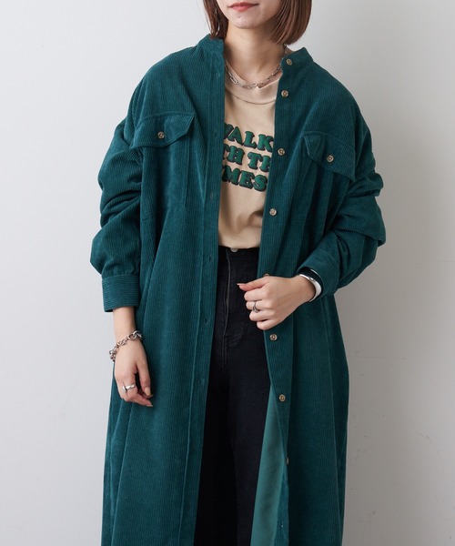 CIAOPANIC TYPY(チャオパニックティピー)の「コーデュロイシャツワンピース(ワンピース・レディース・チャコールグレー/ベージュ/グリーン/アイボリー・ONE SIZE)」の1枚目の写真