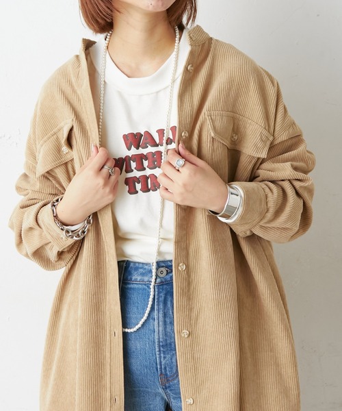 CIAOPANIC TYPY(チャオパニックティピー)の「コーデュロイシャツワンピース(ワンピース・レディース・チャコールグレー/ベージュ/グリーン/アイボリー・ONE SIZE)」の7枚目の写真