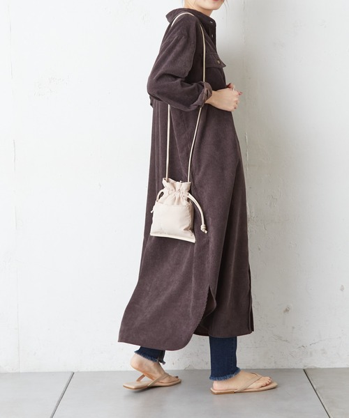 CIAOPANIC TYPY(チャオパニックティピー)の「コーデュロイシャツワンピース(ワンピース・レディース・チャコールグレー/ベージュ/グリーン/アイボリー・ONE SIZE)」の14枚目の写真
