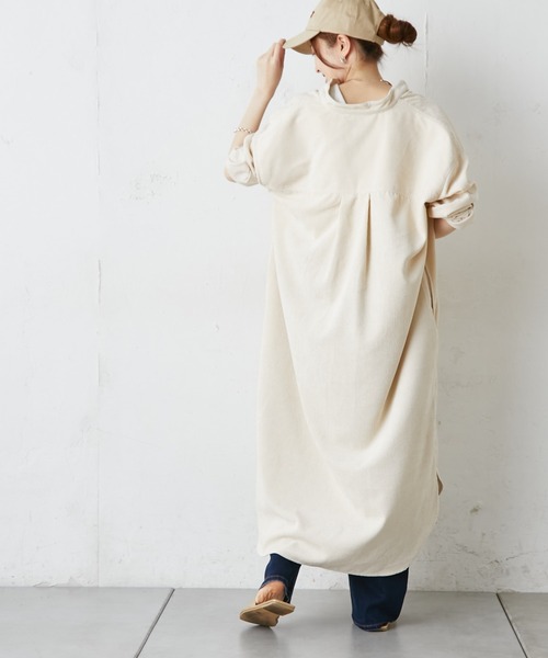 CIAOPANIC TYPY(チャオパニックティピー)の「コーデュロイシャツワンピース(ワンピース・レディース・チャコールグレー/ベージュ/グリーン/アイボリー・ONE SIZE)」の17枚目の写真