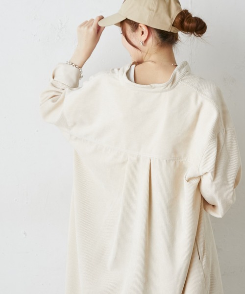 CIAOPANIC TYPY(チャオパニックティピー)の「コーデュロイシャツワンピース(ワンピース・レディース・チャコールグレー/ベージュ/グリーン/アイボリー・ONE SIZE)」の21枚目の写真