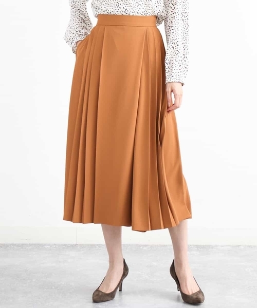 MK MICHEL KLEIN(エムケーミッシェルクラン)の「プリーツガウチョパンツ/洗える(その他パンツ・レディース・ネイビー/ブラウン/ブラウン系その他・40/38)」の2枚目の写真