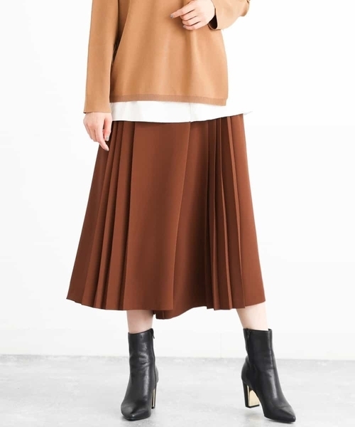 MK MICHEL KLEIN(エムケーミッシェルクラン)の「プリーツガウチョパンツ/洗える(その他パンツ・レディース・ネイビー/ブラウン/ブラウン系その他・40/38)」の1枚目の写真