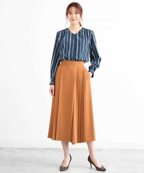 MK MICHEL KLEIN(エムケーミッシェルクラン)の「プリーツガウチョパンツ/洗える(その他パンツ・レディース・ネイビー/ブラウン/ブラウン系その他・40/38)」の10枚目の写真