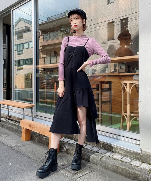 Voyage titty&Co.PETIT（ボヤージュティティアンドコープチ）の「【Voyage titty&Co. PETIT】ネックチュールリブニット（ニット/セーター・レディース・パープル/ベージュ/ブラック/ブルー・FREE）」の8枚目の写真