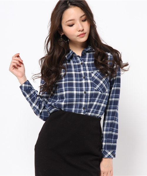 DISCOAT（ディスコート）の「【Discoat】ML展開あり　ネル起毛チェック2WAYシャツ（シャツ/ブラウス・レディース・ブラック/レッド/ダークブルー・LARGE/MEDIUM）」の3枚目の写真