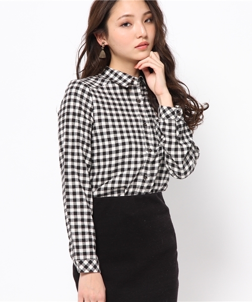 DISCOAT（ディスコート）の「【Discoat】ML展開あり　ネル起毛チェック2WAYシャツ（シャツ/ブラウス・レディース・ブラック/レッド/ダークブルー・LARGE/MEDIUM）」の2枚目の写真