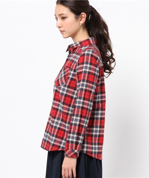 DISCOAT（ディスコート）の「【Discoat】ML展開あり　ネル起毛チェック2WAYシャツ（シャツ/ブラウス・レディース・ブラック/レッド/ダークブルー・LARGE/MEDIUM）」の5枚目の写真