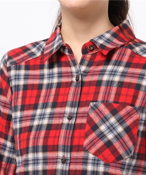 DISCOAT（ディスコート）の「【Discoat】ML展開あり　ネル起毛チェック2WAYシャツ（シャツ/ブラウス・レディース・ブラック/レッド/ダークブルー・LARGE/MEDIUM）」の10枚目の写真