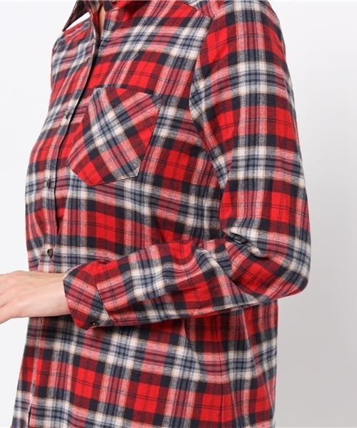 DISCOAT（ディスコート）の「【Discoat】ML展開あり　ネル起毛チェック2WAYシャツ（シャツ/ブラウス・レディース・ブラック/レッド/ダークブルー・LARGE/MEDIUM）」の11枚目の写真