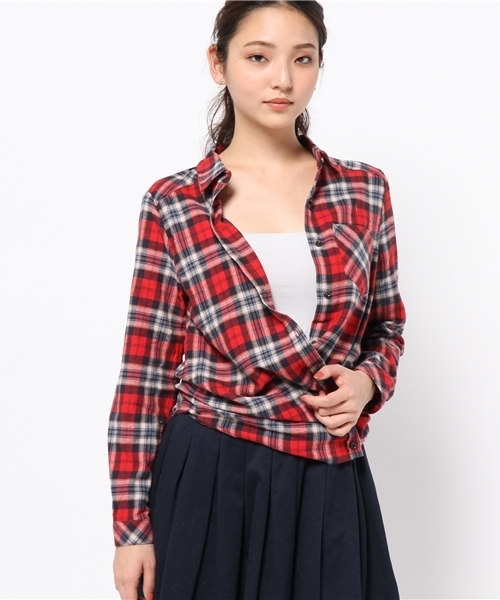 DISCOAT（ディスコート）の「【Discoat】ML展開あり　ネル起毛チェック2WAYシャツ（シャツ/ブラウス・レディース・ブラック/レッド/ダークブルー・LARGE/MEDIUM）」の8枚目の写真