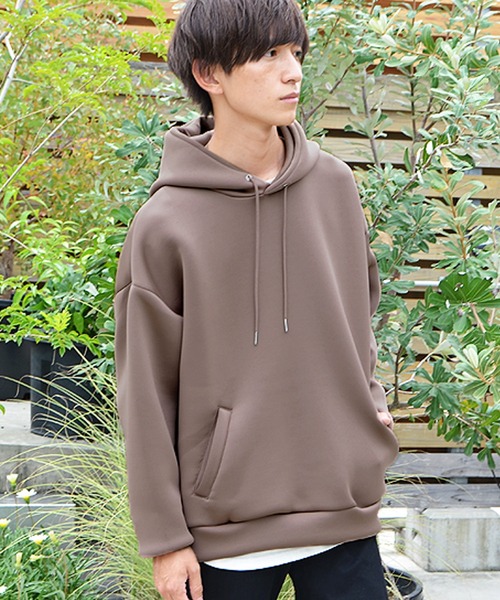 MinoriTY（マイノリティ）の「パーカー オーバーサイズ スウェット ポンチエアリー プルパーカー 春服 冬服（パーカー・メンズ・モカ/ブルー系その他/ピンクベージュ/アイボリー/ブラック・S/L/M）」の5枚目の写真