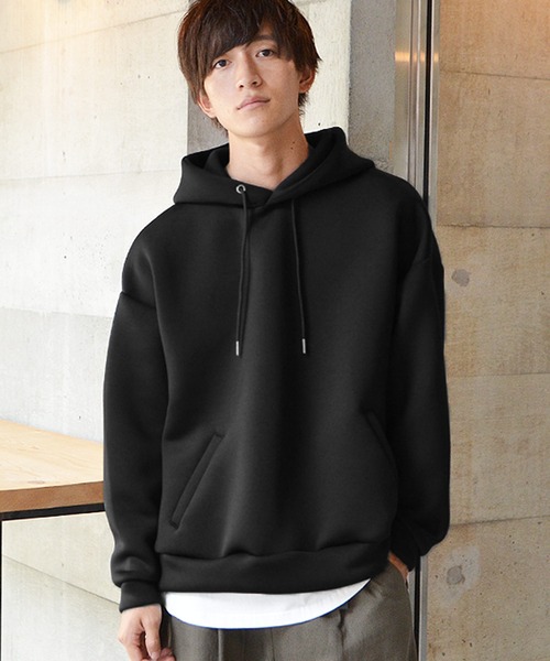 MinoriTY（マイノリティ）の「パーカー オーバーサイズ スウェット ポンチエアリー プルパーカー 春服 冬服（パーカー・メンズ・モカ/ブルー系その他/ピンクベージュ/アイボリー/ブラック・S/L/M）」の3枚目の写真