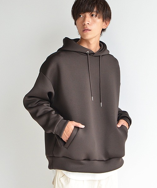 MinoriTY（マイノリティ）の「パーカー オーバーサイズ スウェット ポンチエアリー プルパーカー 春服 冬服（パーカー・メンズ・モカ/ブルー系その他/ピンクベージュ/アイボリー/ブラック・S/L/M）」の4枚目の写真