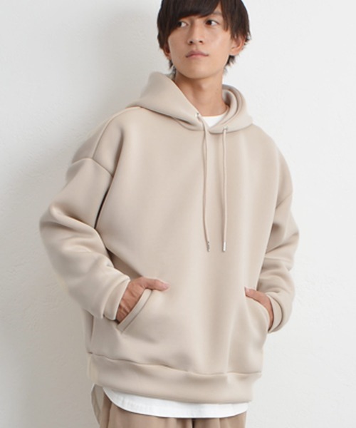 MinoriTY（マイノリティ）の「パーカー オーバーサイズ スウェット ポンチエアリー プルパーカー 春服 冬服（パーカー・メンズ・モカ/ブルー系その他/ピンクベージュ/アイボリー/ブラック・S/L/M）」の6枚目の写真