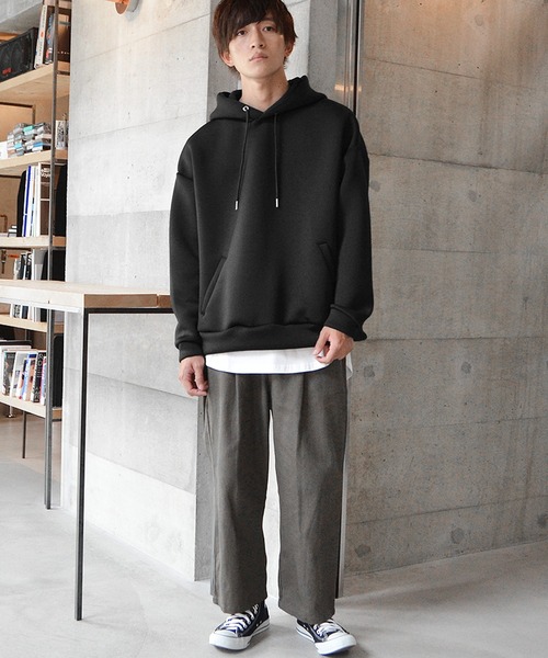 MinoriTY（マイノリティ）の「パーカー オーバーサイズ スウェット ポンチエアリー プルパーカー 春服 冬服（パーカー・メンズ・モカ/ブルー系その他/ピンクベージュ/アイボリー/ブラック・S/L/M）」の9枚目の写真