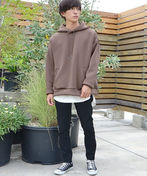 MinoriTY（マイノリティ）の「パーカー オーバーサイズ スウェット ポンチエアリー プルパーカー 春服 冬服（パーカー・メンズ・モカ/ブルー系その他/ピンクベージュ/アイボリー/ブラック・S/L/M）」の15枚目の写真