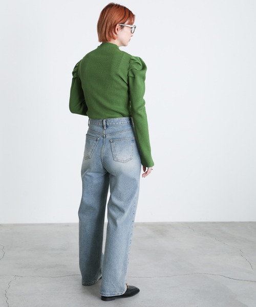 select MOCA(セレクトモカ)の「2021 AW プチハイネックパワーショルダーリブニットトップス(Tシャツ/カットソー・レディース・ブラック/グリーン/アイボリー/テラコッタ・FREE)」の10枚目の写真