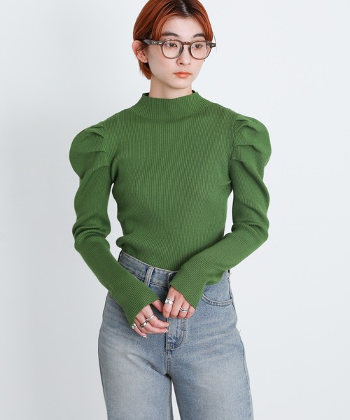 select MOCA(セレクトモカ)の「2021 AW プチハイネックパワーショルダーリブニットトップス(Tシャツ/カットソー・レディース・ブラック/グリーン/アイボリー/テラコッタ・FREE)」の9枚目の写真