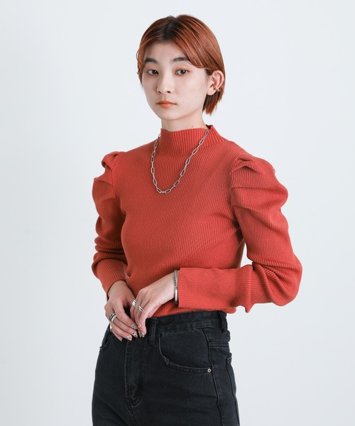 select MOCA(セレクトモカ)の「2021 AW プチハイネックパワーショルダーリブニットトップス(Tシャツ/カットソー・レディース・ブラック/グリーン/アイボリー/テラコッタ・FREE)」の17枚目の写真
