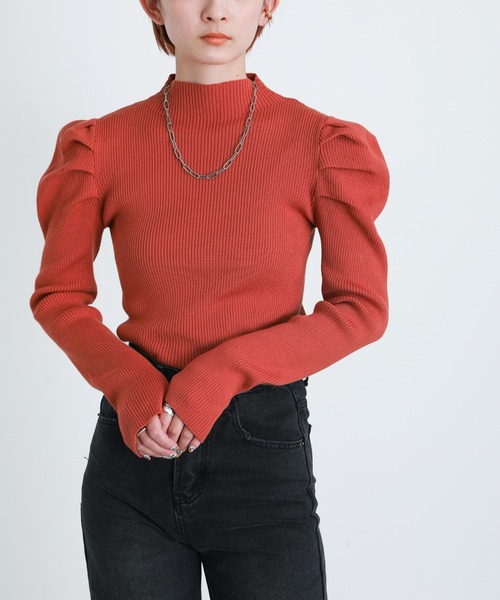 select MOCA(セレクトモカ)の「2021 AW プチハイネックパワーショルダーリブニットトップス(Tシャツ/カットソー・レディース・ブラック/グリーン/アイボリー/テラコッタ・FREE)」の19枚目の写真
