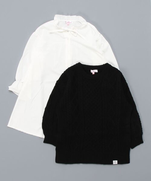 PINKHUNT（ピンクハント）の「PINKHUNT ニット付きワンピース 5961K #IG（ワンピース・キッズ・ブラック/ベージュ・130cm/140cm/150cm/160cm/120cm）」の4枚目の写真